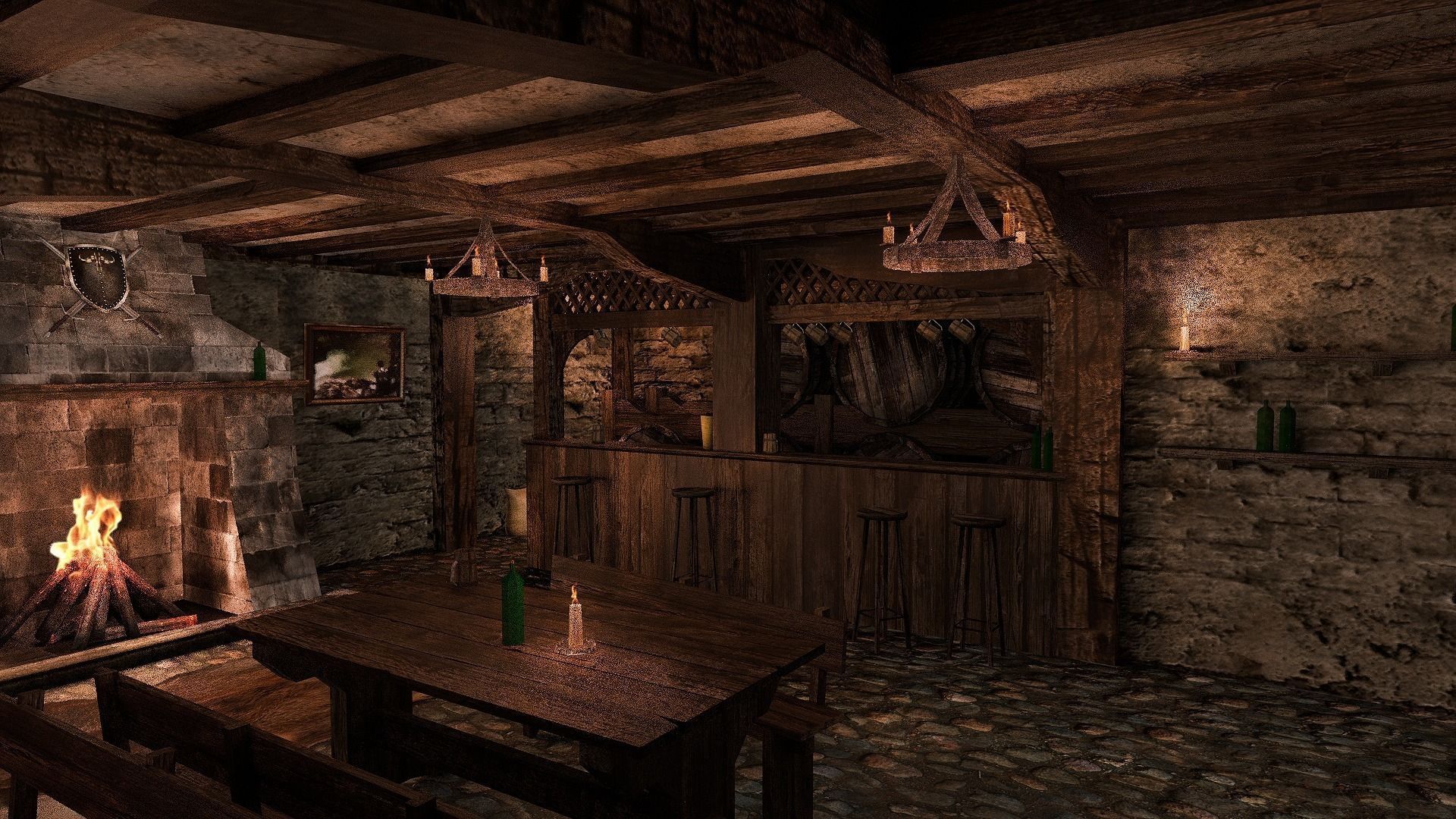 Medieval City Tavern Low-poly 3D model_7