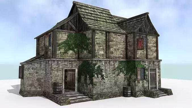 Medieval City Tavern Low-poly 3D model 2