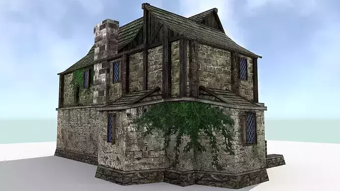 Medieval City Tavern Low-poly 3D model 3