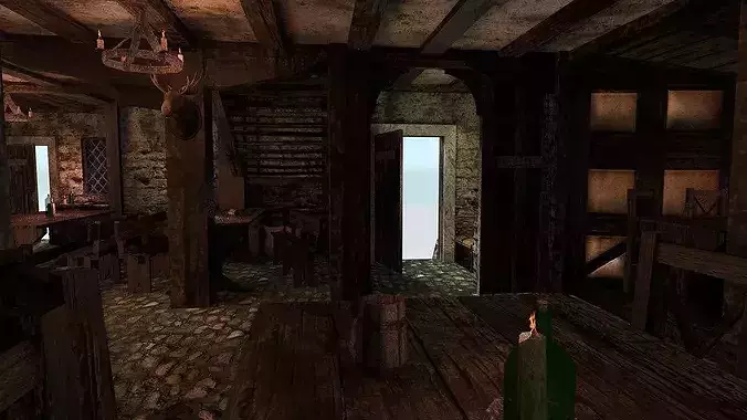 Medieval City Tavern Low-poly 3D model 6