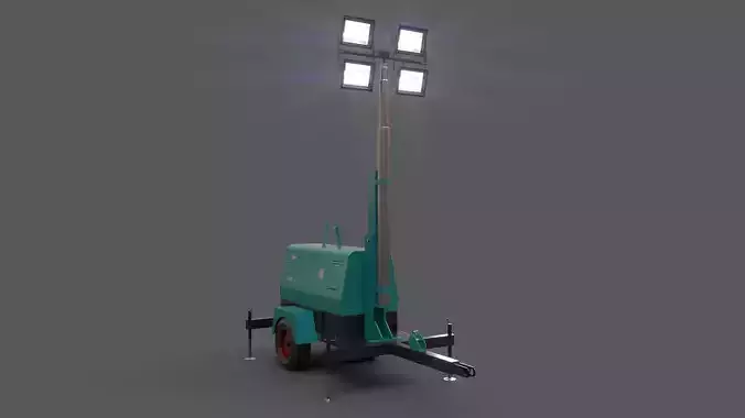 PBR Mobile Light Tower Generator B - Blue Sea  Low-poly 3D model