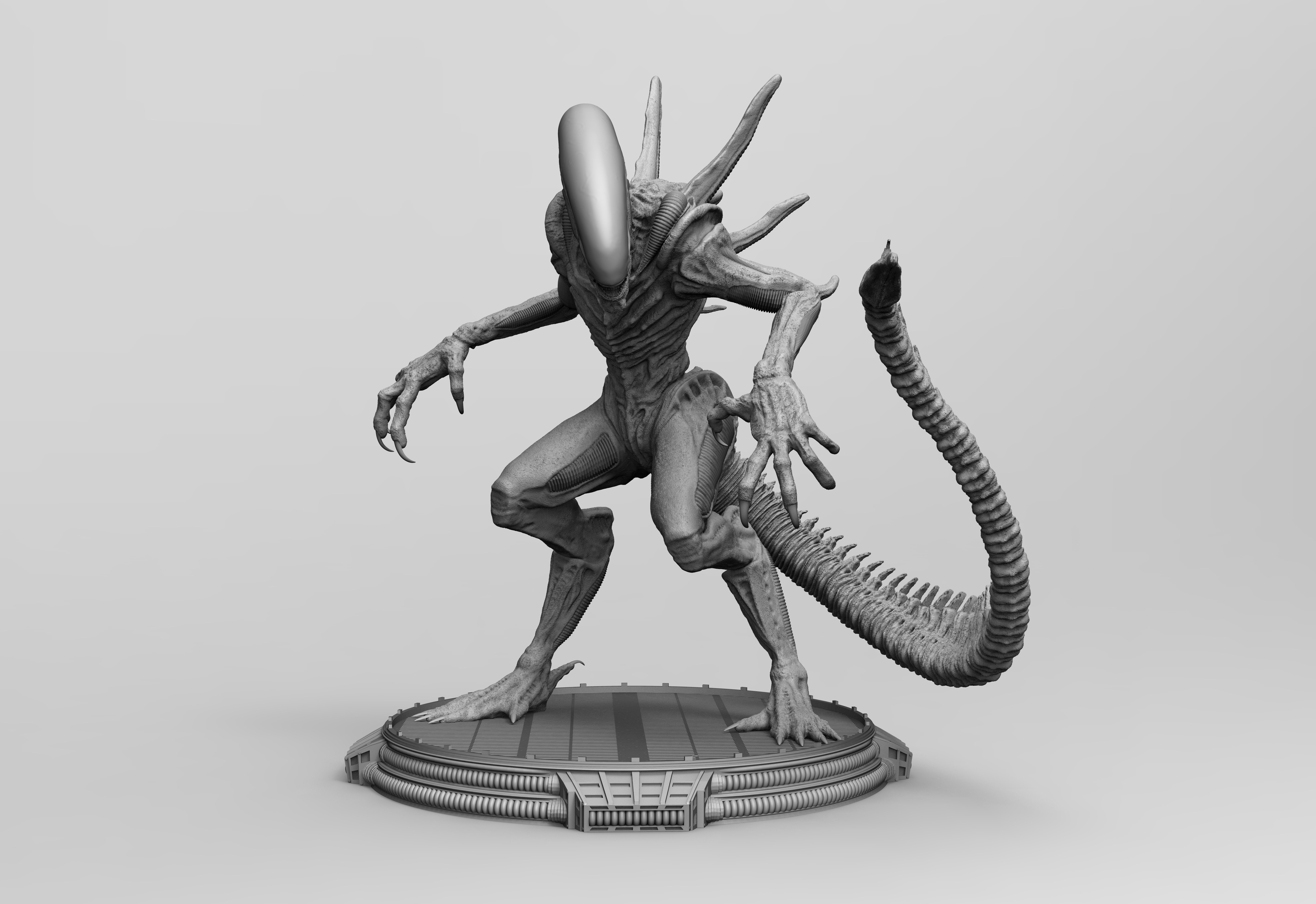Alien Xenomorph 3D Print On Toxic Chamber Diorama  3D print model_0