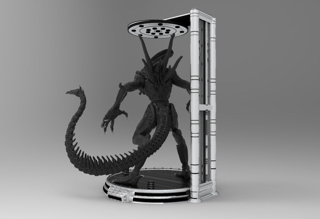 Alien Xenomorph 3D Print On Toxic Chamber Diorama  3D print model_30