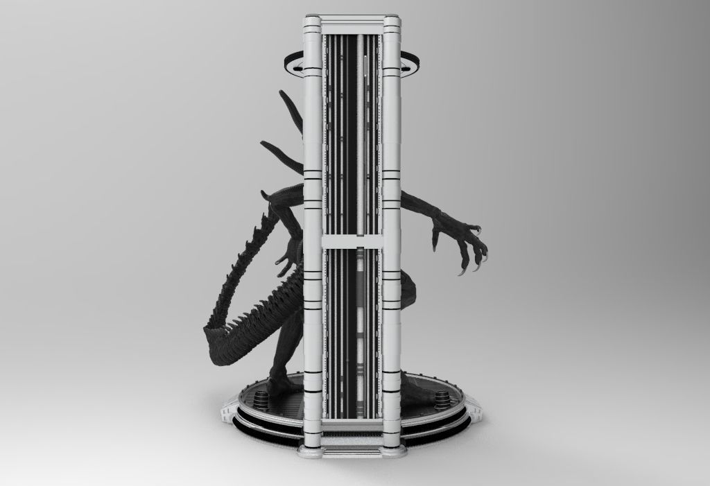 Alien Xenomorph 3D Print On Toxic Chamber Diorama  3D print model_23