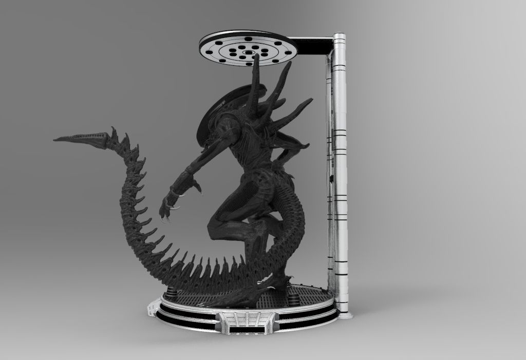 Alien Xenomorph 3D Print On Toxic Chamber Diorama  3D print model_28