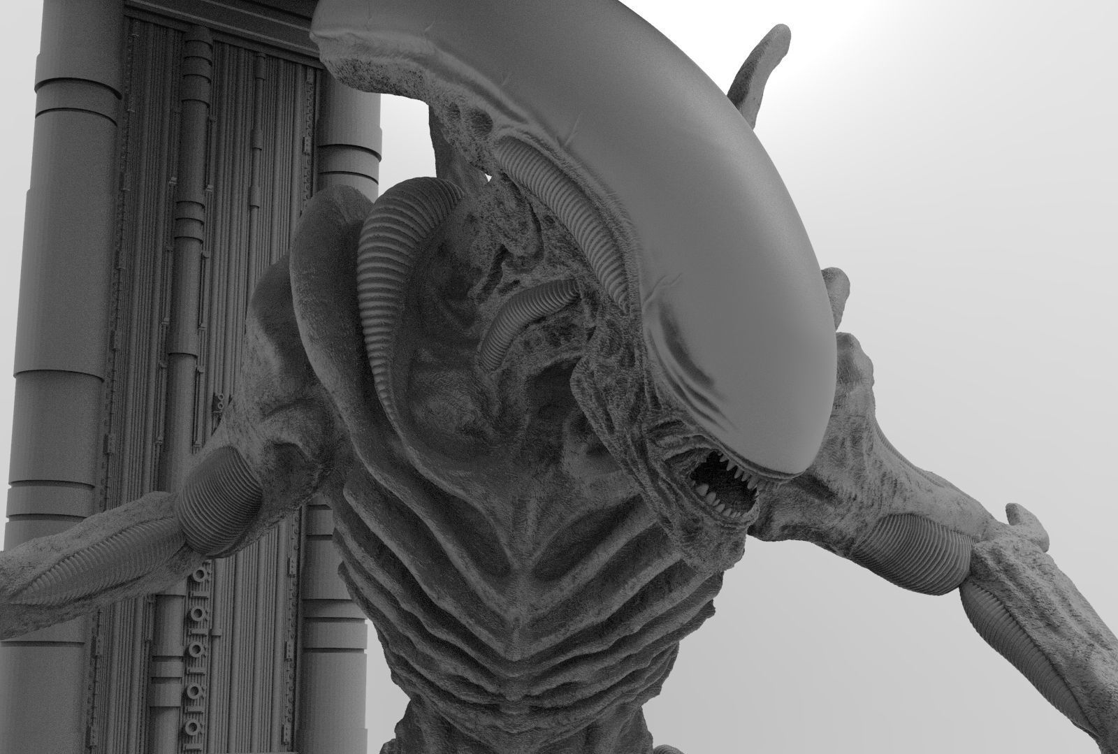 Alien Xenomorph 3D Print On Toxic Chamber Diorama  3D print model_15
