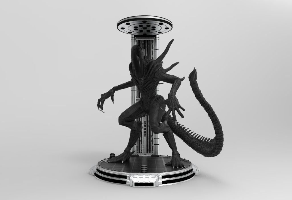 Alien Xenomorph 3D Print On Toxic Chamber Diorama  3D print model_19