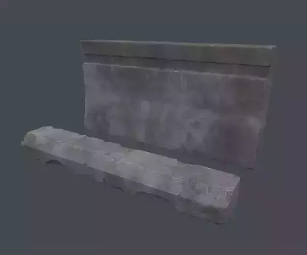 Concrete Curb and Roadblock