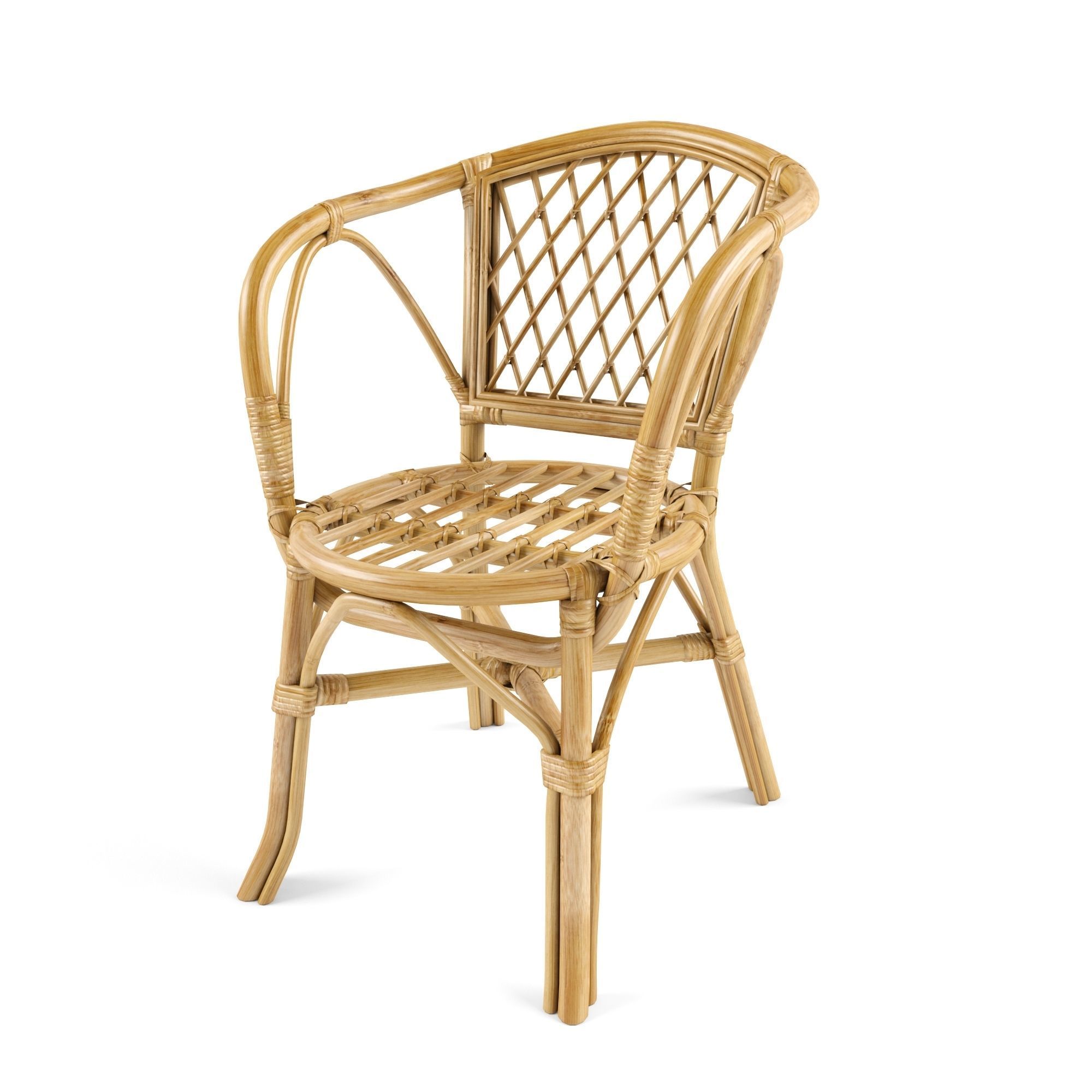 Rattan armchair with cushion 3D model_2