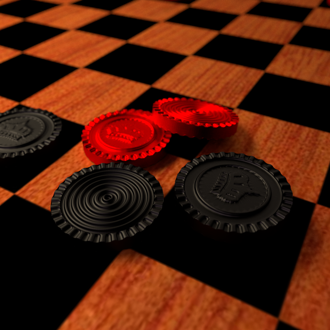 Checkers Board Game 3D model_3