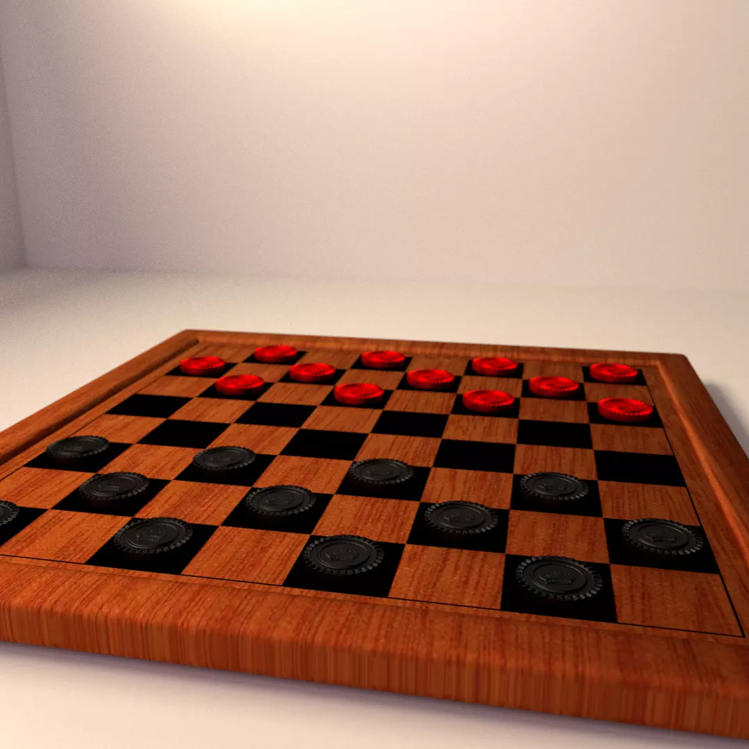 Checkers Board Game 3D model_0