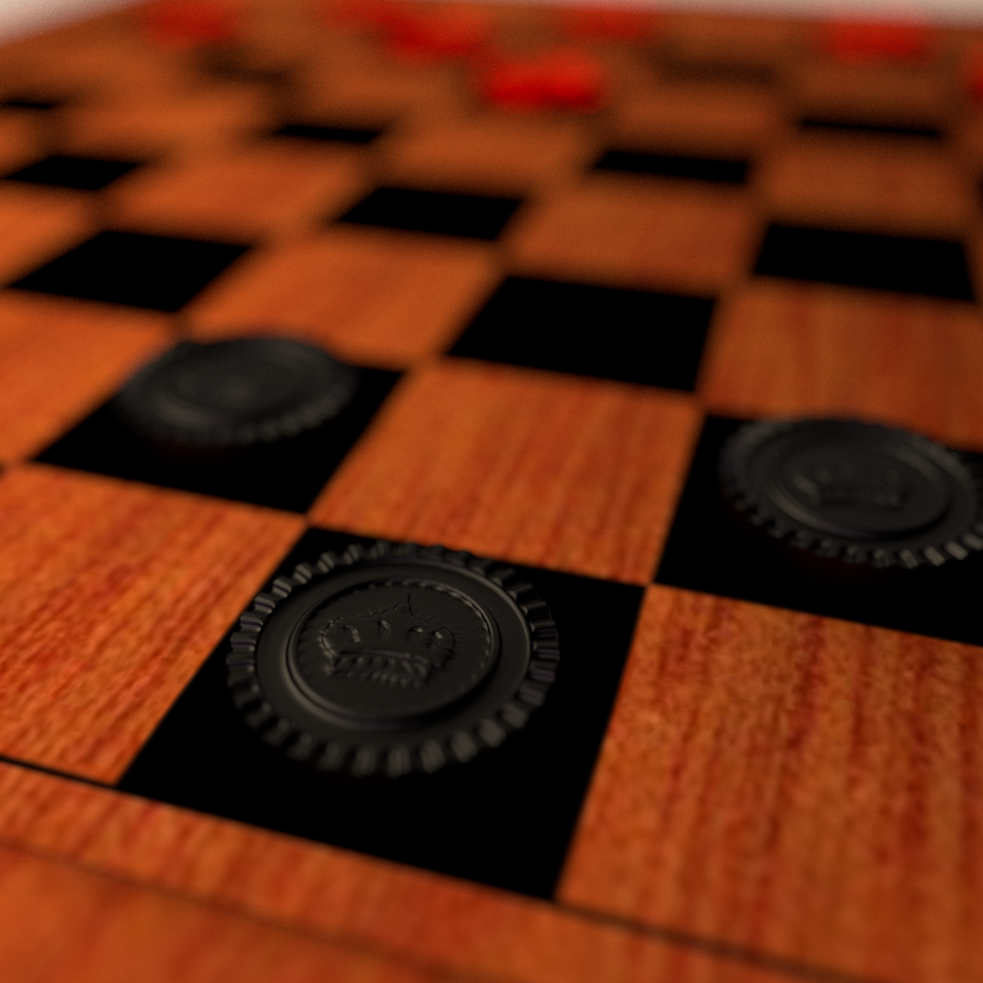 Checkers Board Game 3D model_2