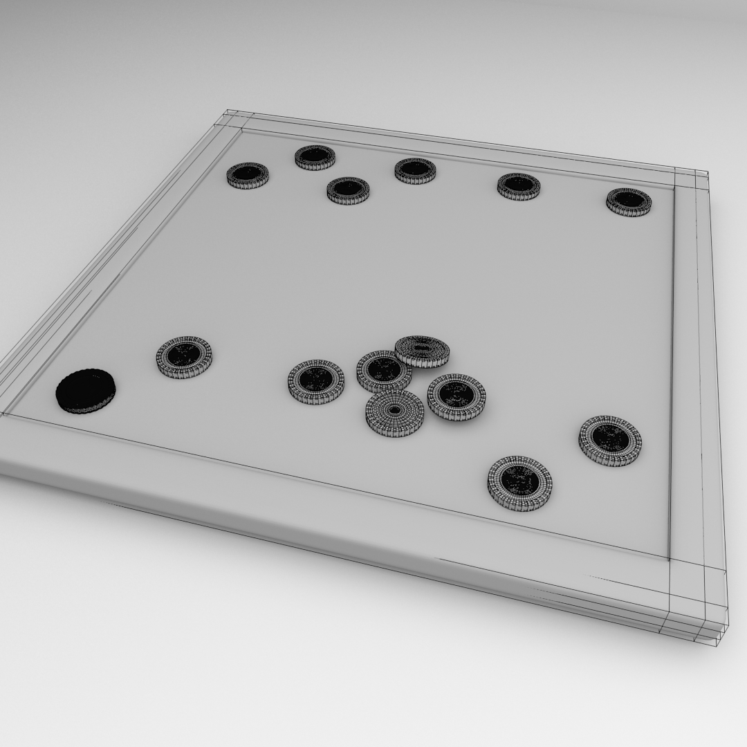 Checkers Board Game 3D model_4