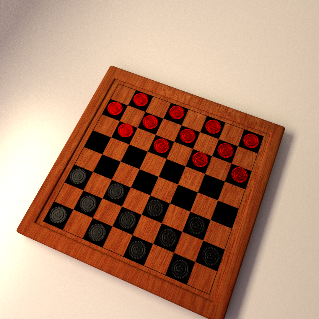 Checkers Board Game 3D model_1