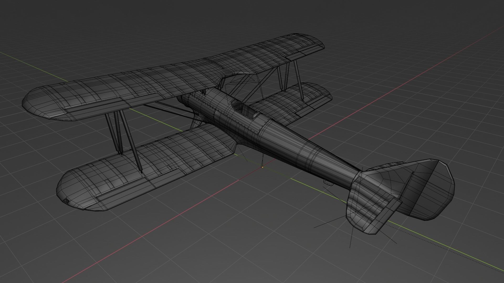 Rigged Antique Biplane 3D model_2