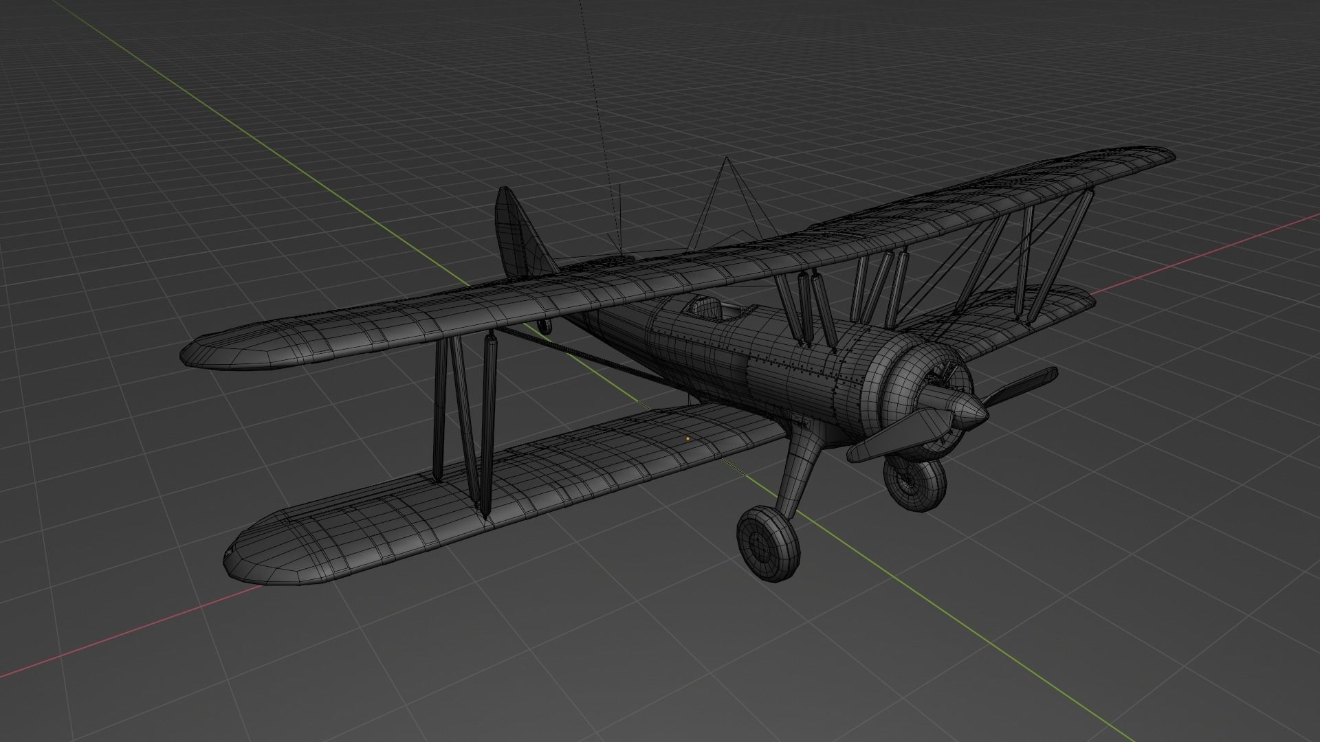 Rigged Antique Biplane 3D model_3