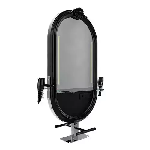hairdresser table mirror black chrome polished