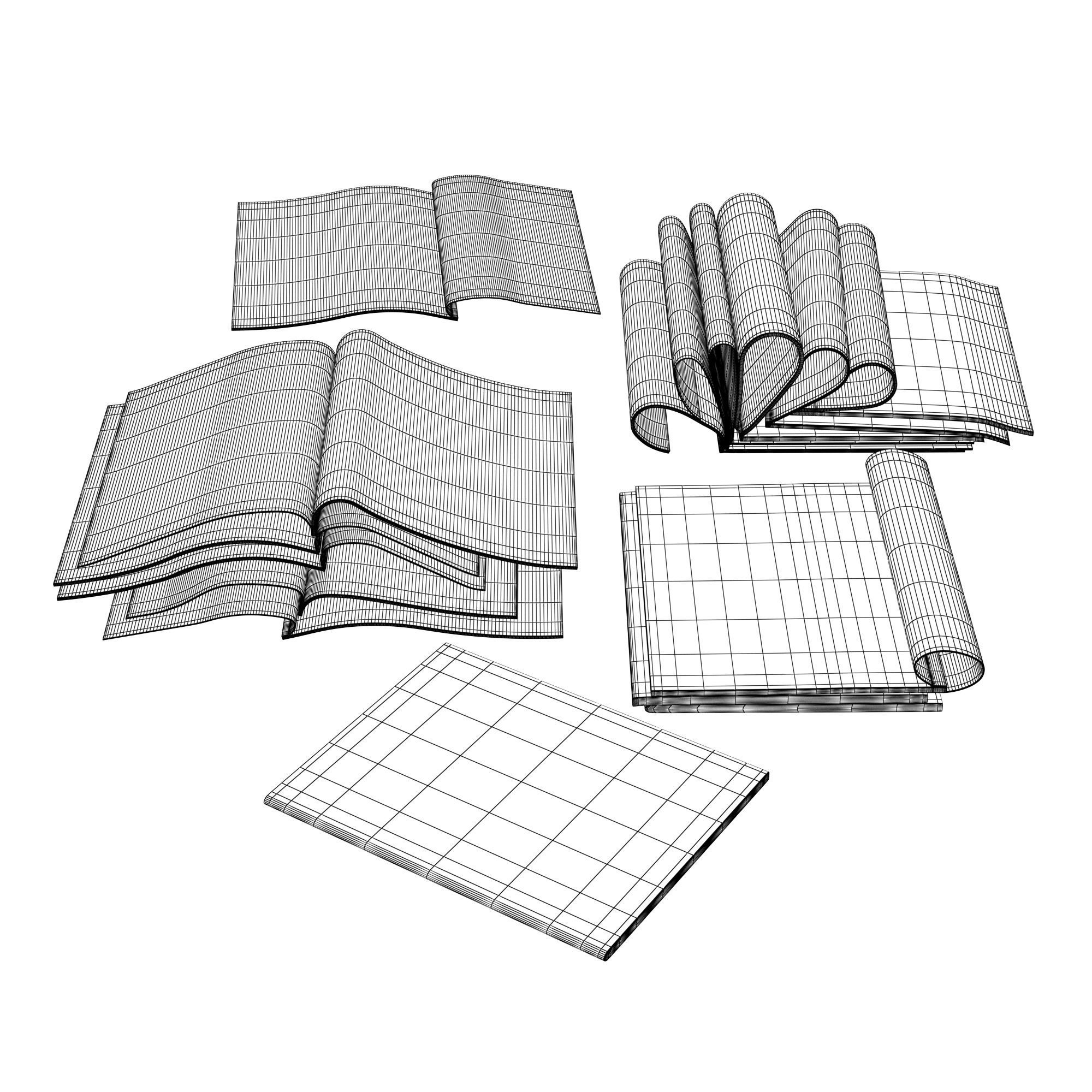 Architecture magazines opened set 3D model_3