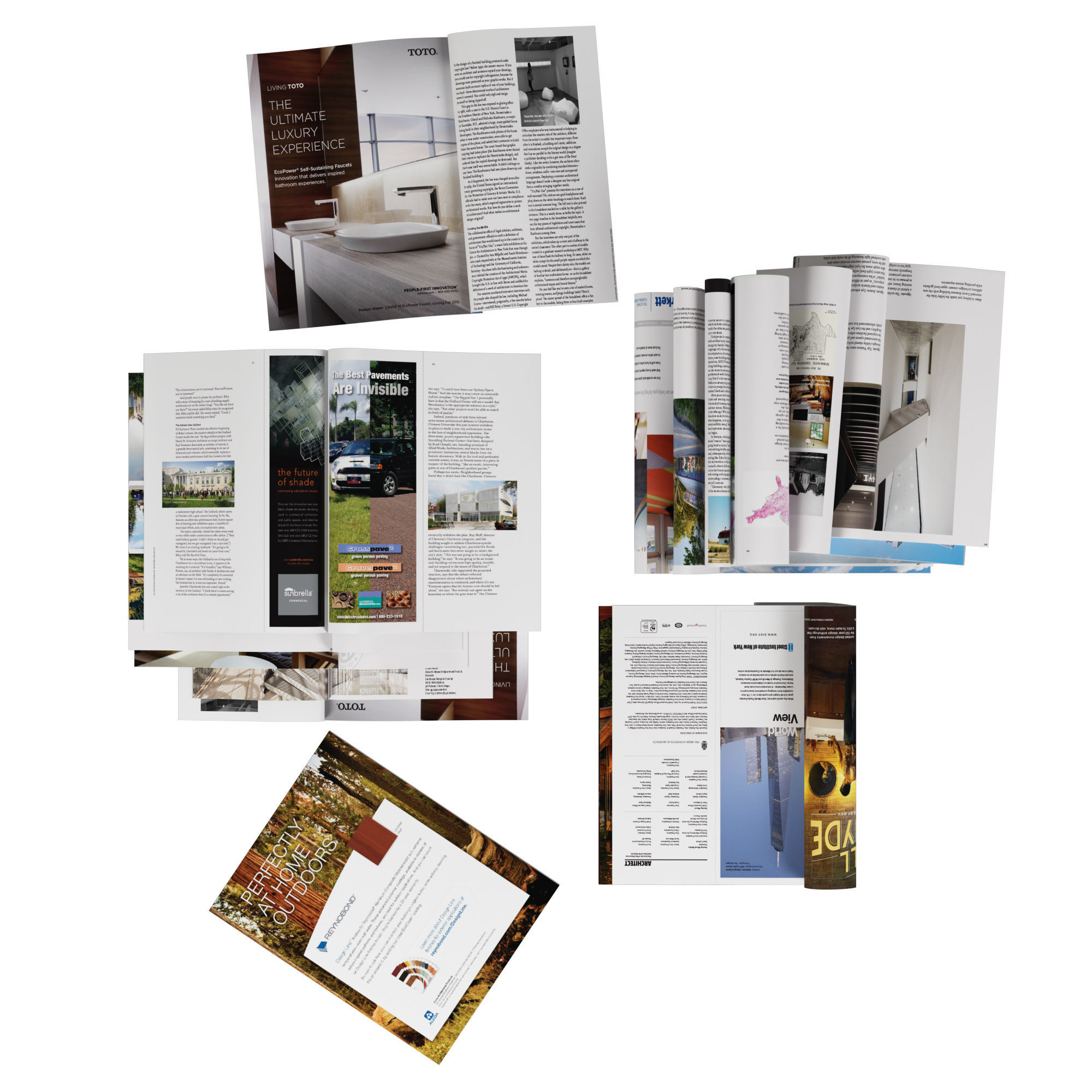 Architecture magazines opened set 3D model_2