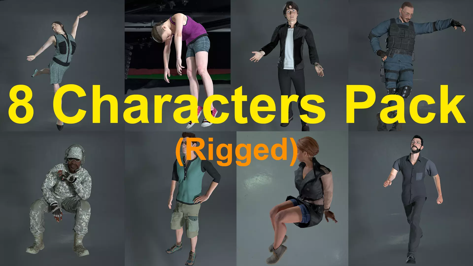  8 Characters Pack 3D model_0