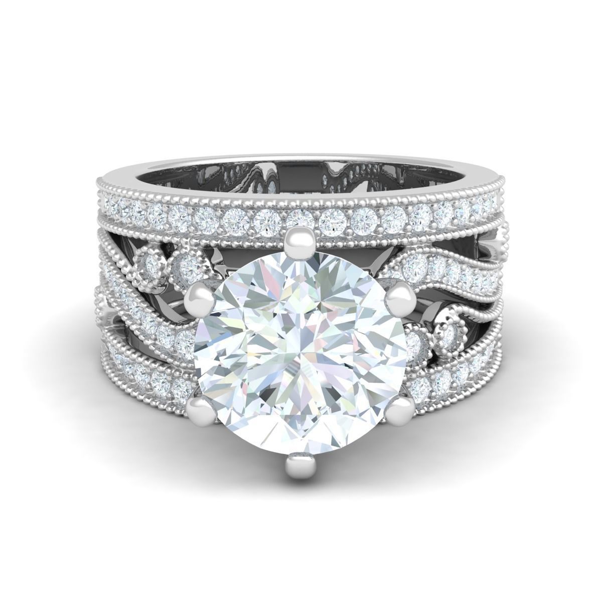 Luxury Solitaire Ring 3D print model_6