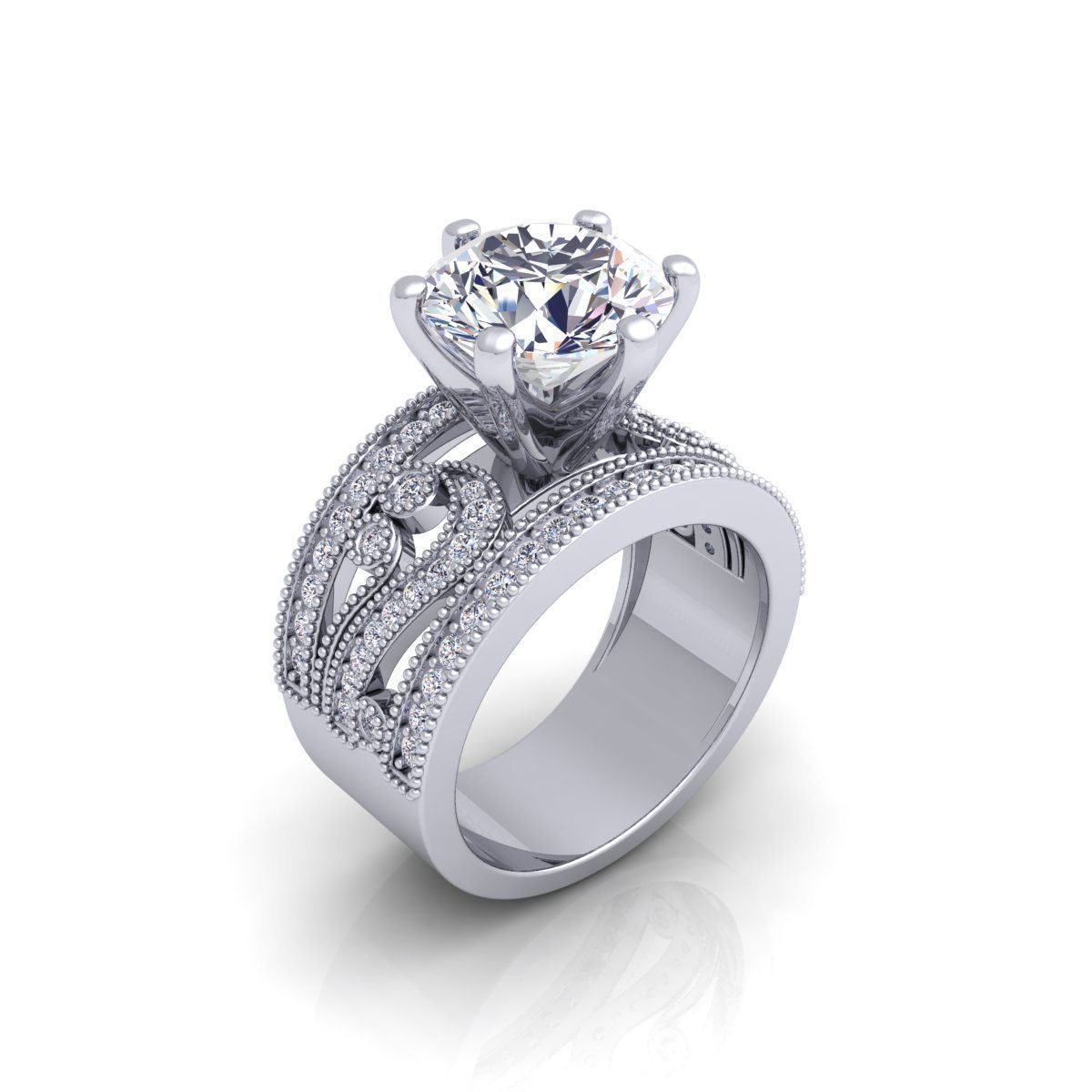 Luxury Solitaire Ring 3D print model_15