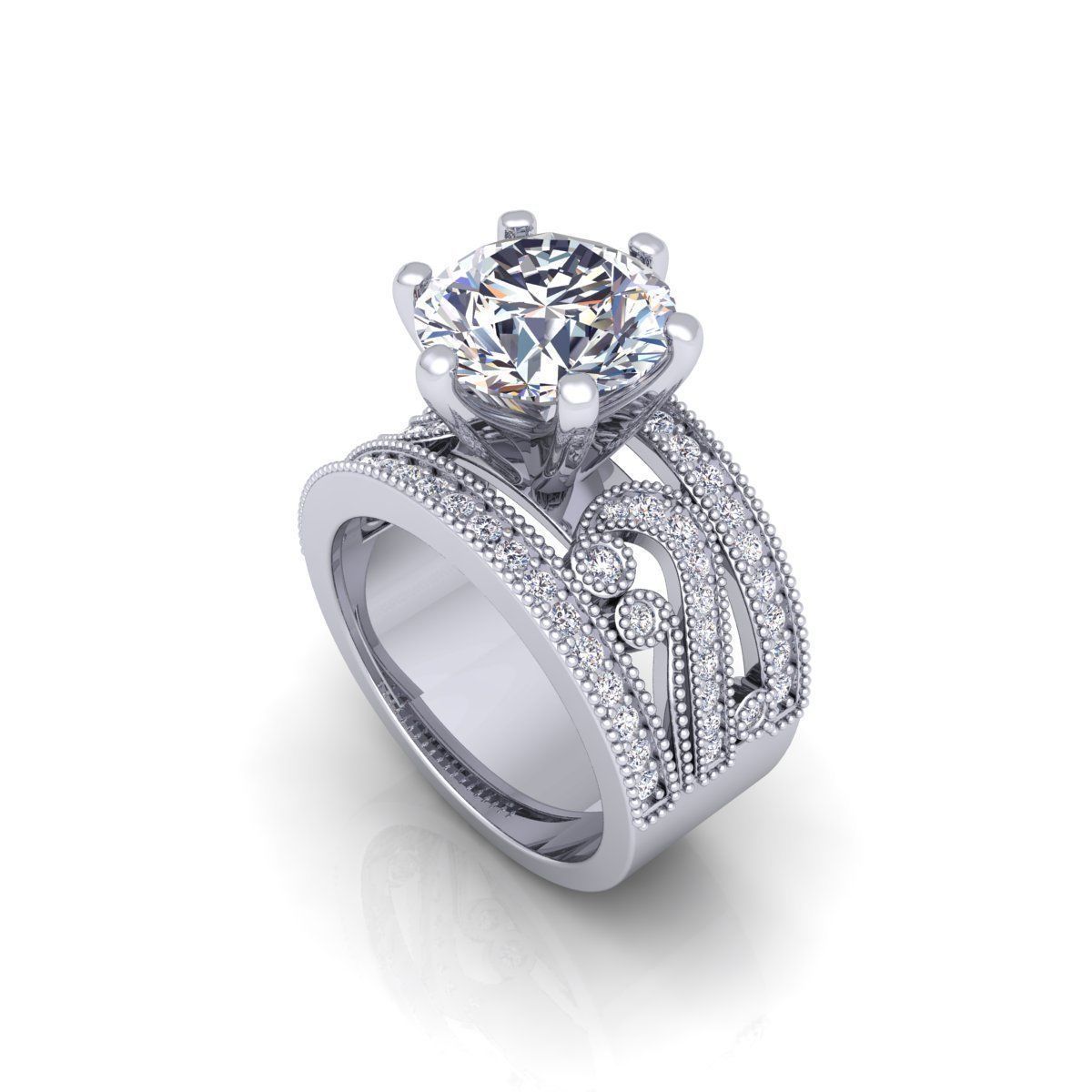 Luxury Solitaire Ring 3D print model_18