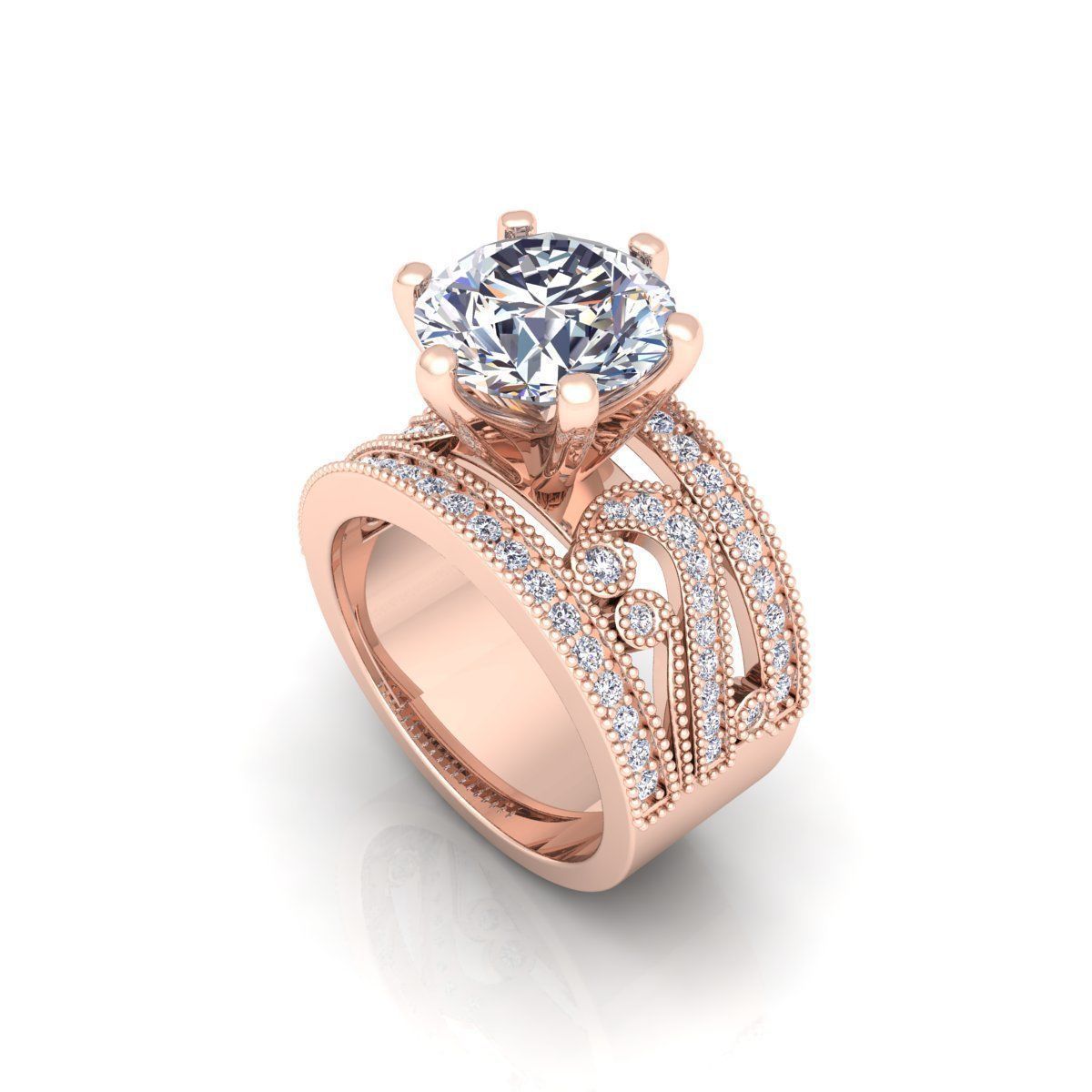 Luxury Solitaire Ring 3D print model_19