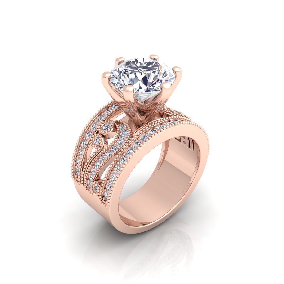 Luxury Solitaire Ring 3D print model_16