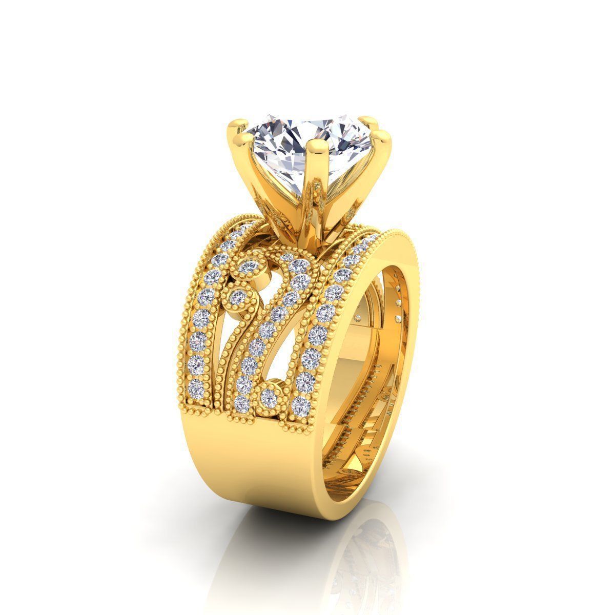 Luxury Solitaire Ring 3D print model_11