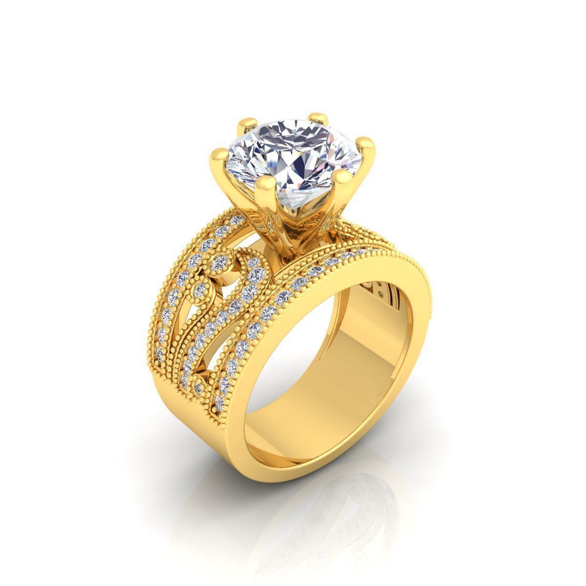 Luxury Solitaire Ring 3D print model_17