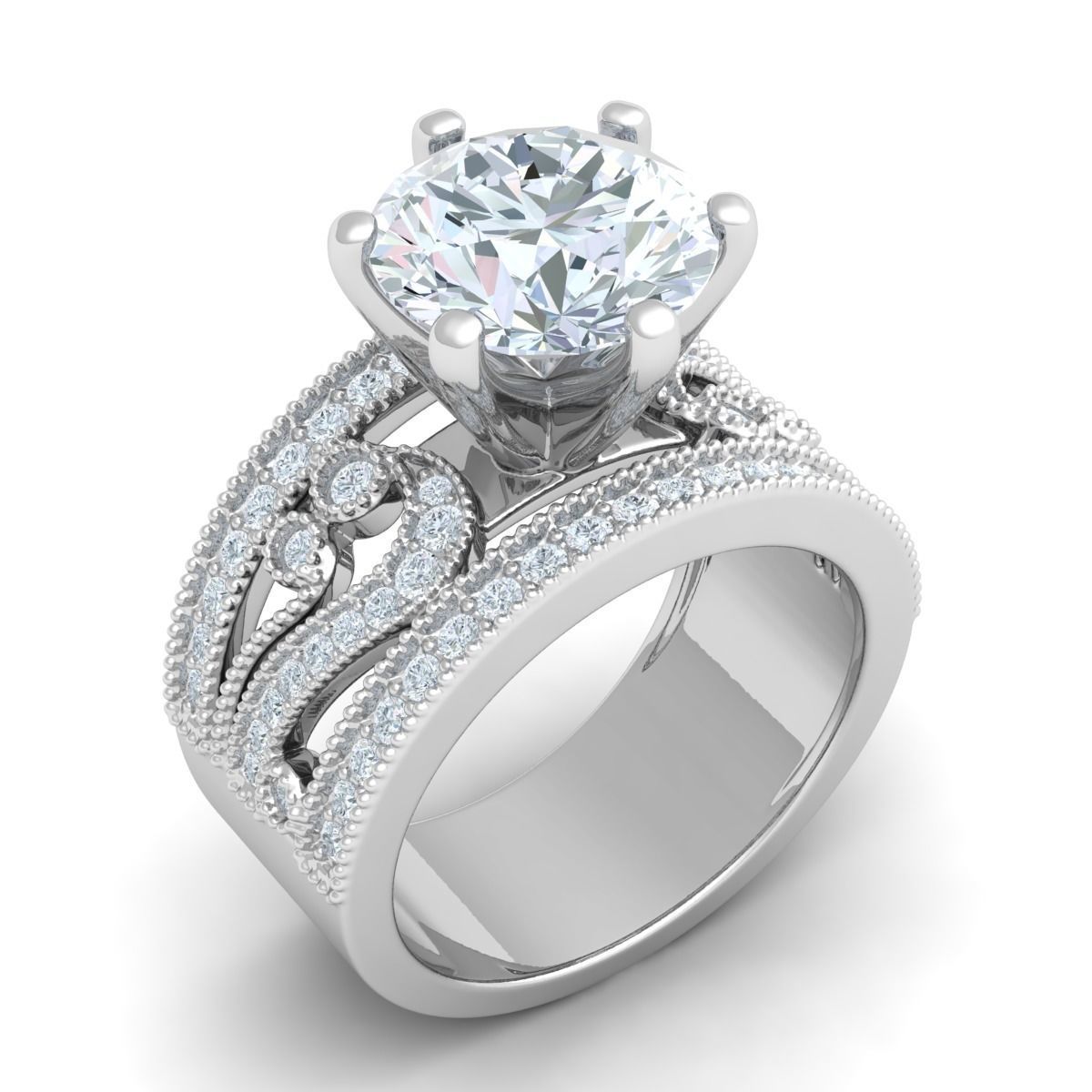 Luxury Solitaire Ring 3D print model_2