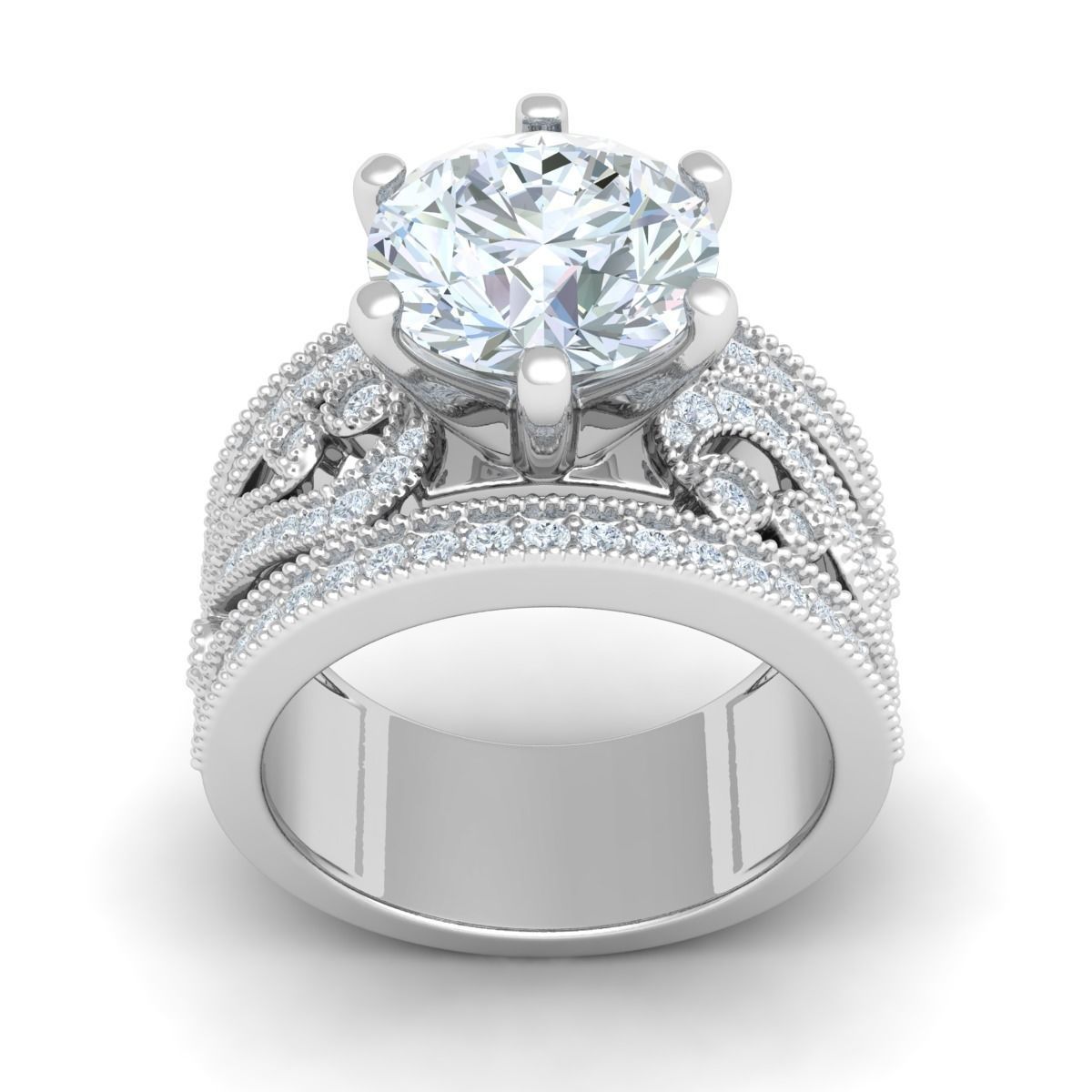 Luxury Solitaire Ring 3D print model_4