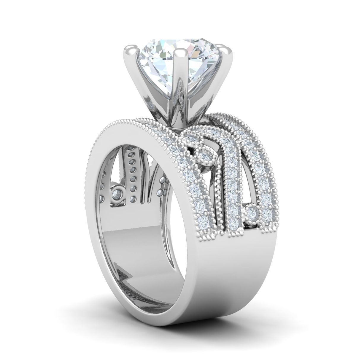 Luxury Solitaire Ring 3D print model_3