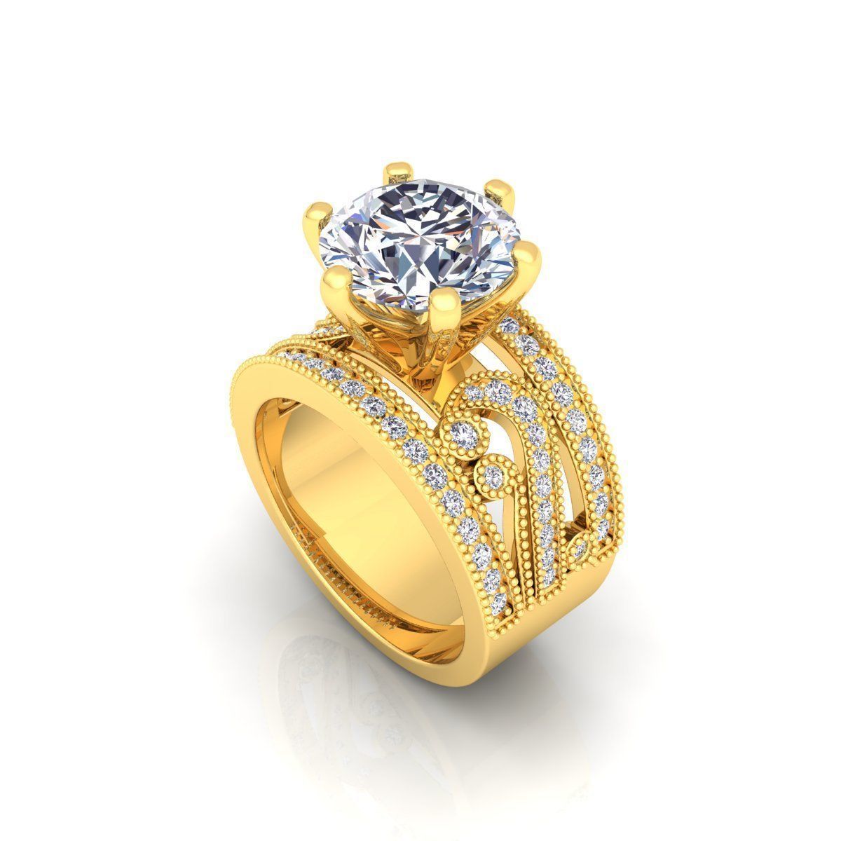 Luxury Solitaire Ring 3D print model_20