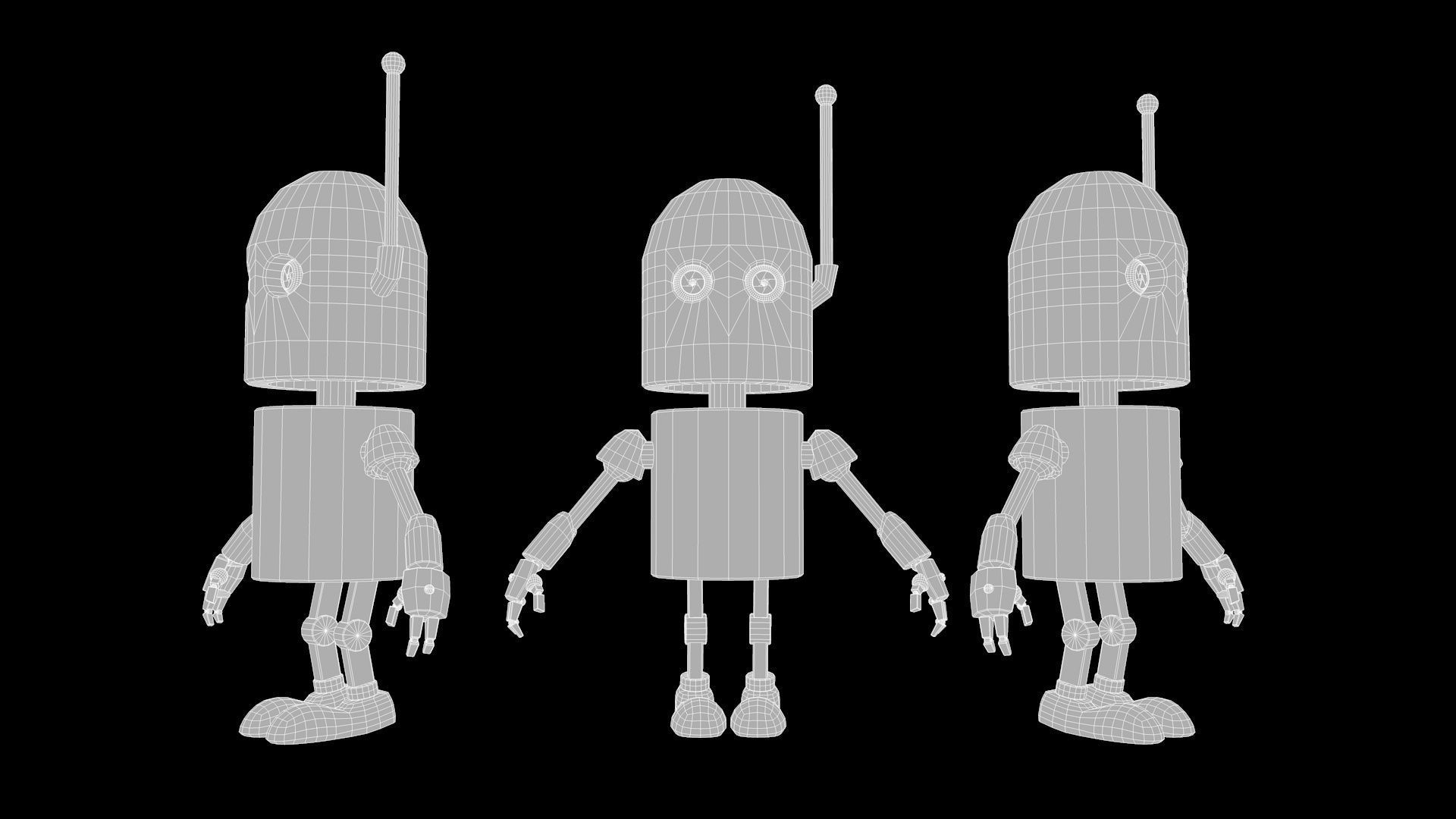 Cartoon Character Robot Low-poly 3D model_3