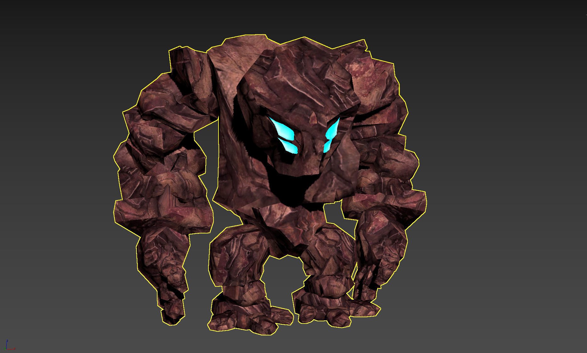 3D Rocky 3D Game Character RIGGED model Golem Low-poly 3D model_10