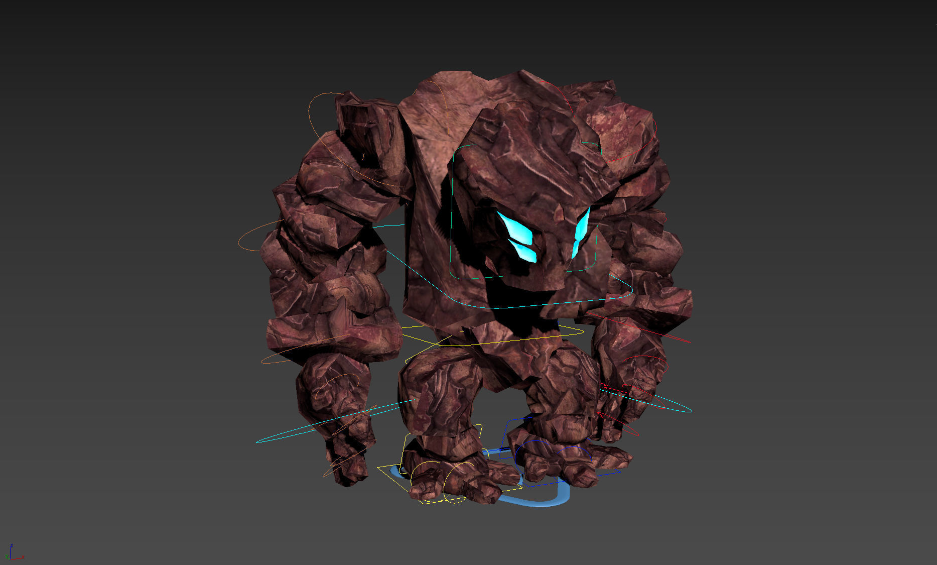 3D Rocky 3D Game Character RIGGED model Golem Low-poly 3D model_16