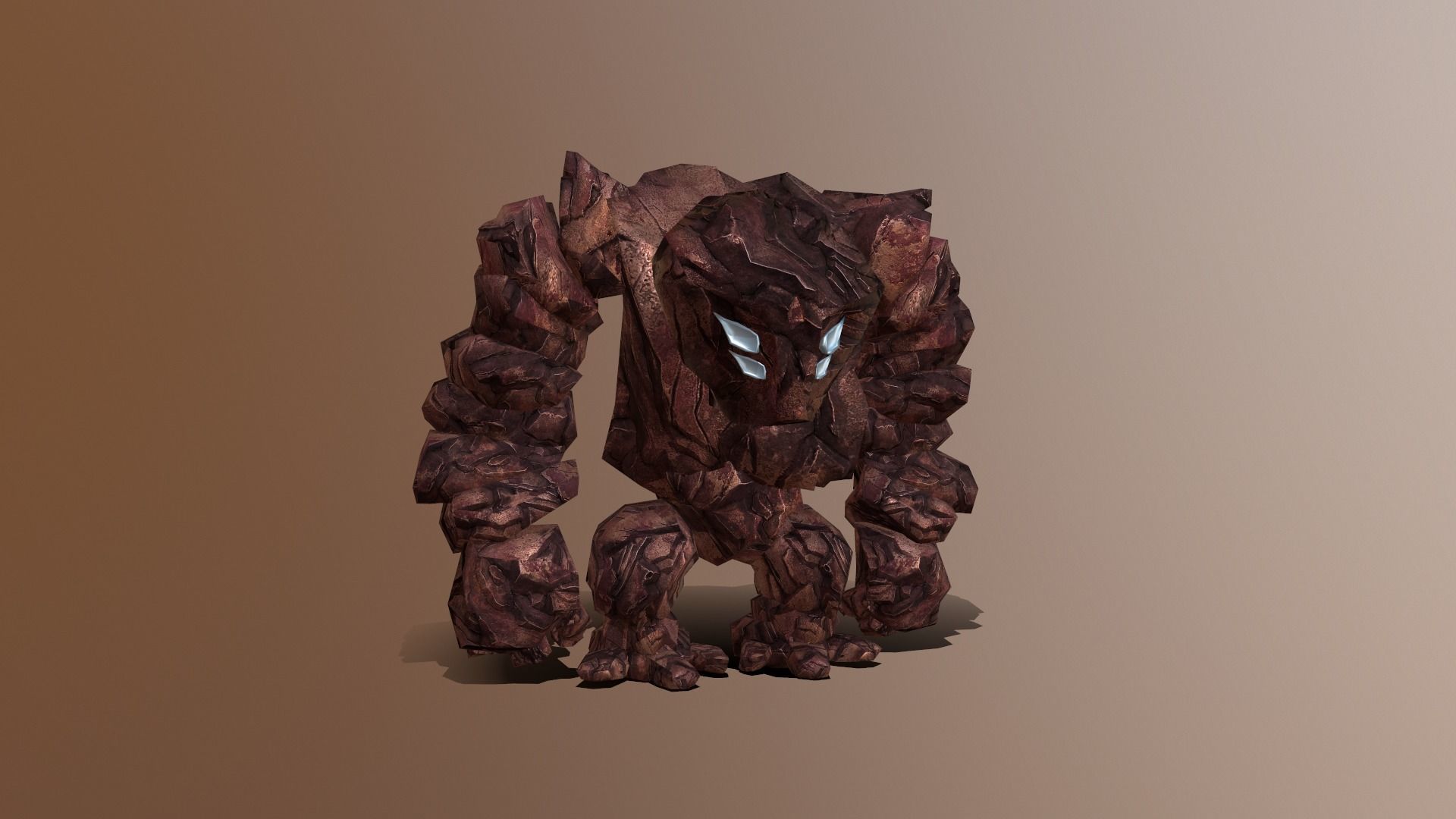 3D Rocky 3D Game Character RIGGED model Golem Low-poly 3D model_6