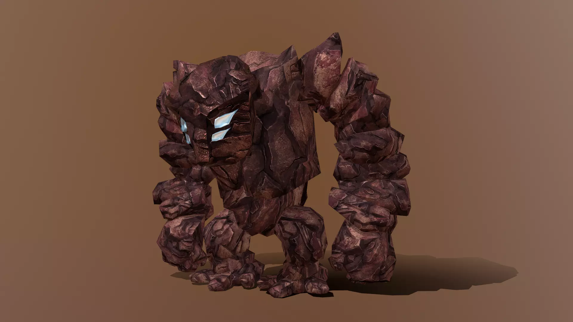 3D Rocky 3D Game Character RIGGED model Golem Low-poly 3D model_0