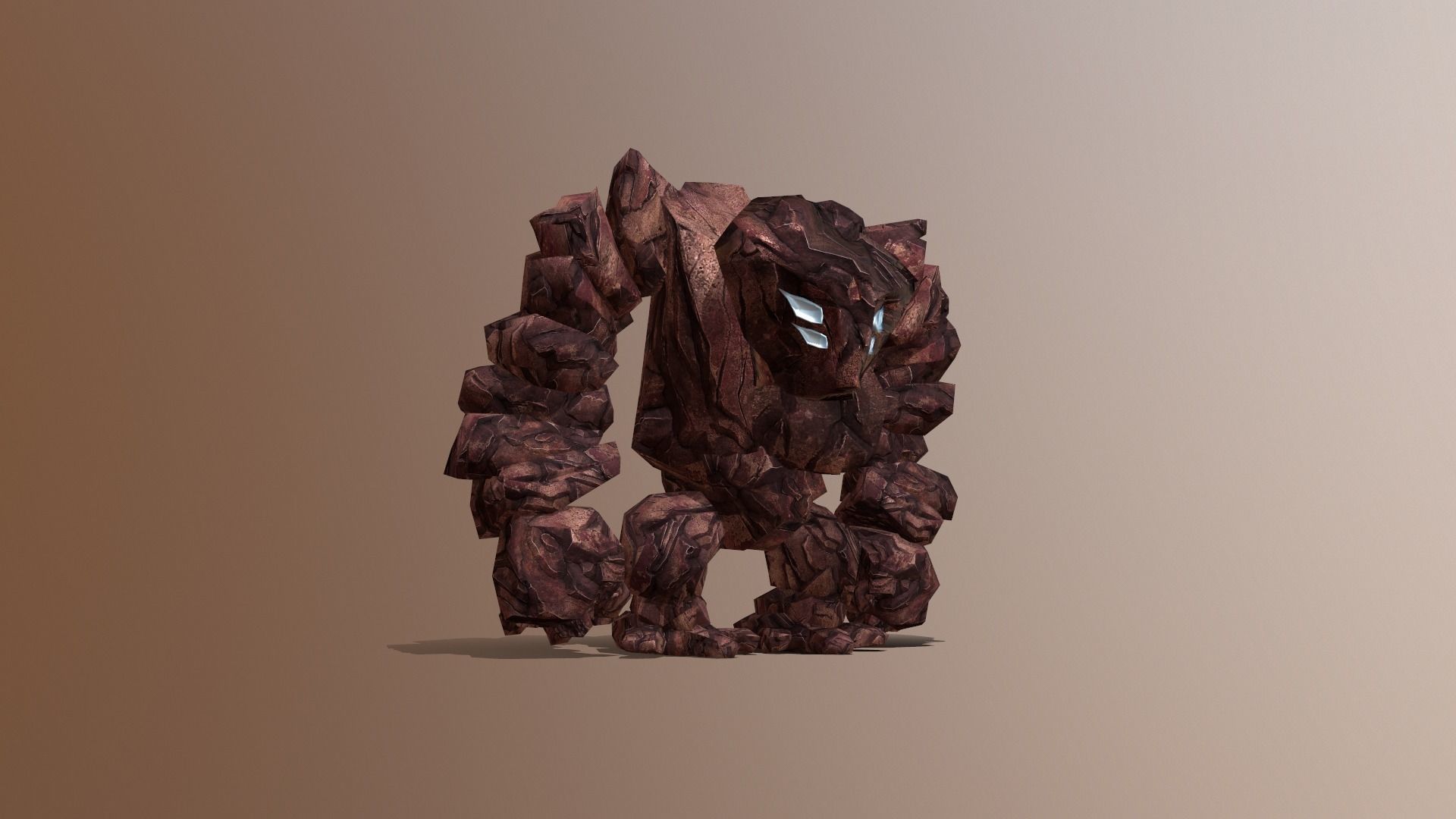 3D Rocky 3D Game Character RIGGED model Golem Low-poly 3D model_4