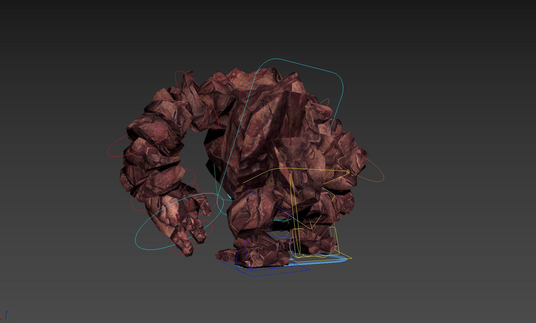3D Rocky 3D Game Character RIGGED model Golem Low-poly 3D model_12