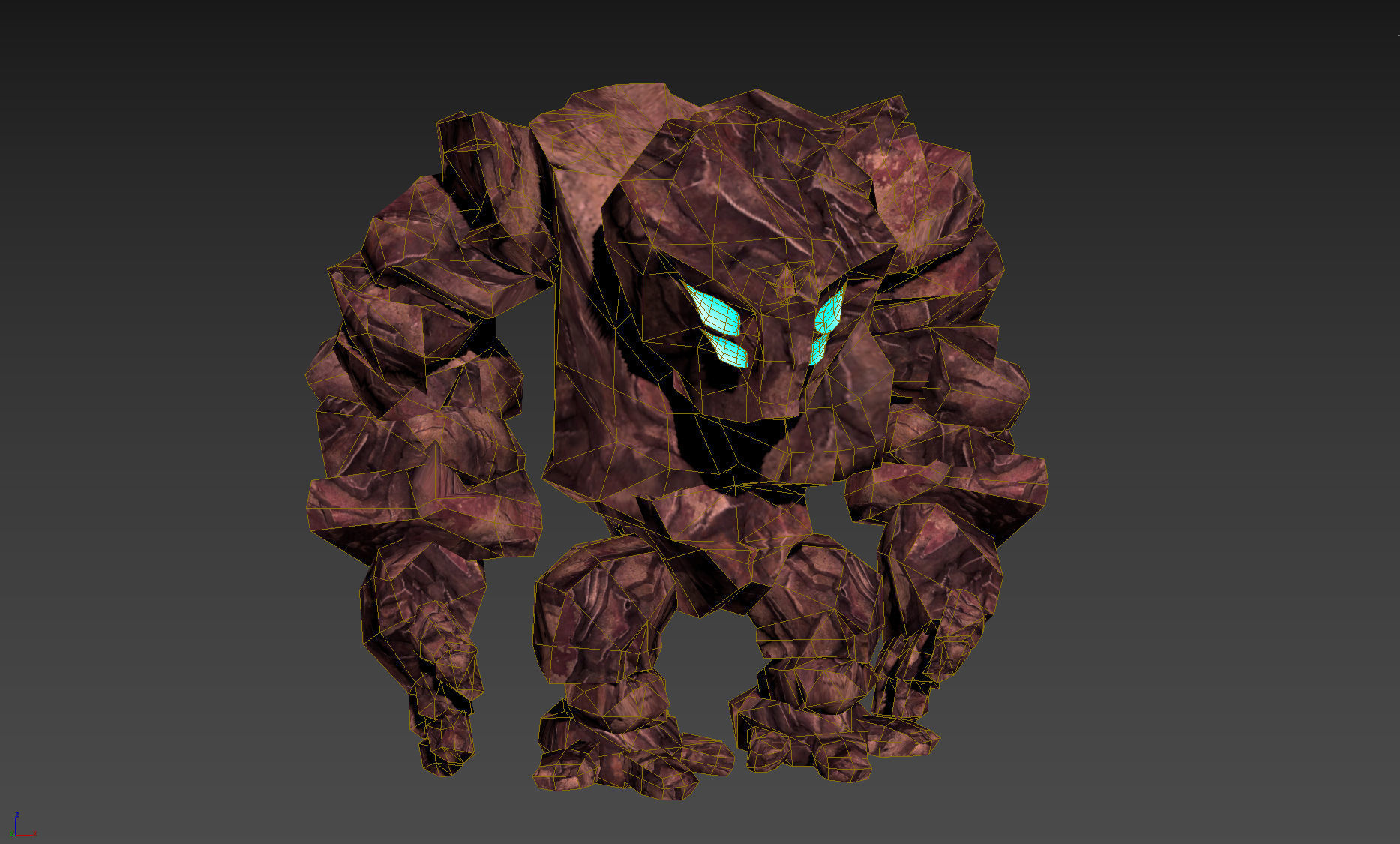 3D Rocky 3D Game Character RIGGED model Golem Low-poly 3D model_9