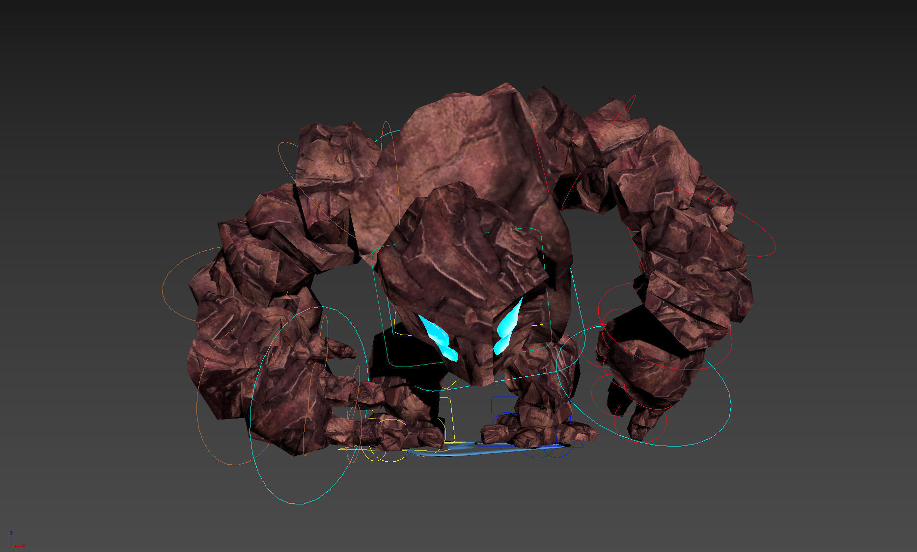 3D Rocky 3D Game Character RIGGED model Golem Low-poly 3D model_13