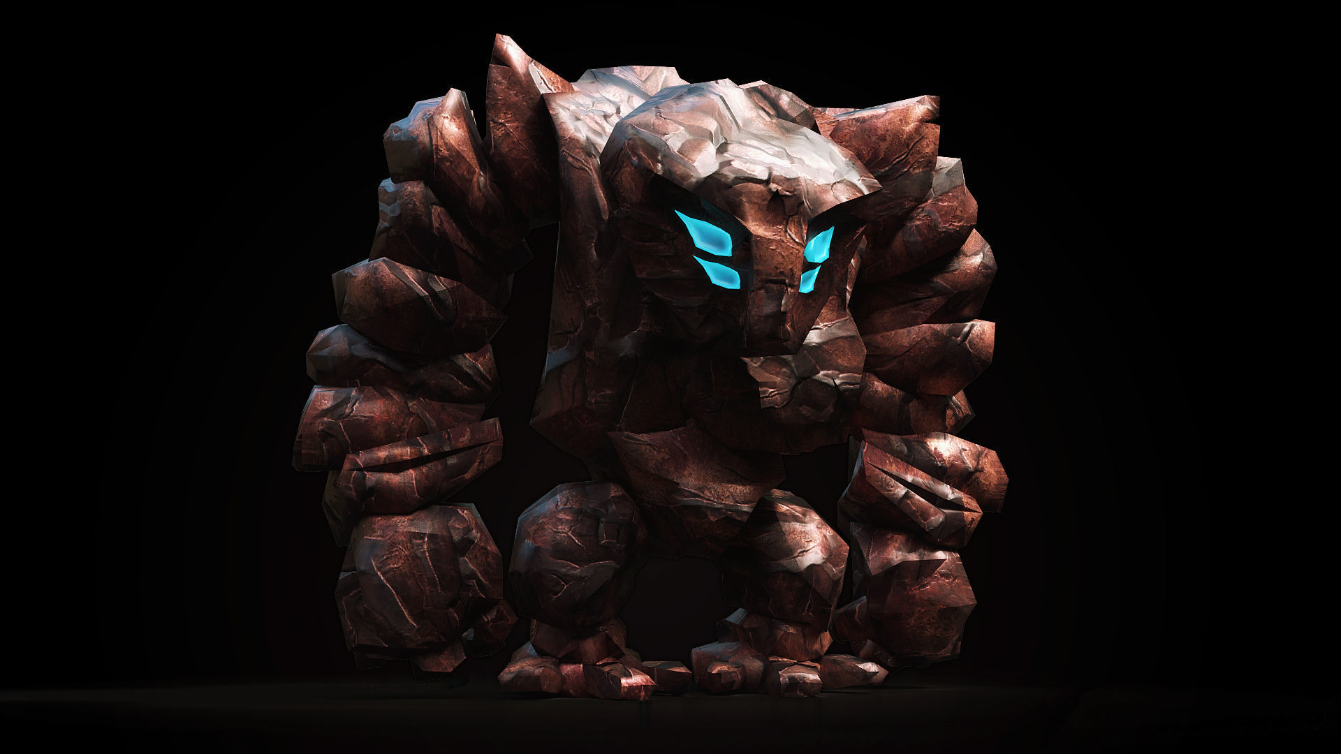 3D Rocky 3D Game Character RIGGED model Golem Low-poly 3D model_8
