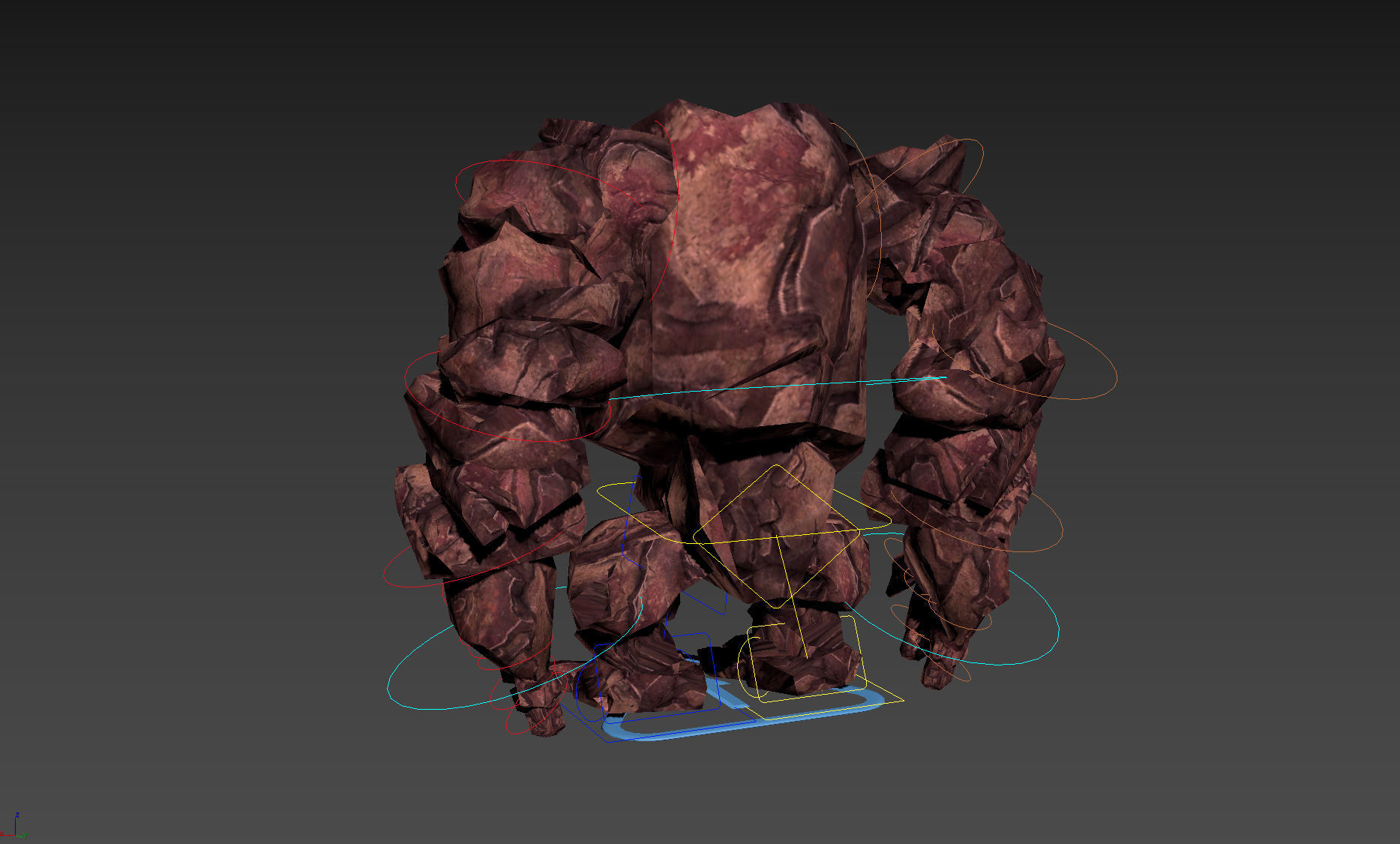 3D Rocky 3D Game Character RIGGED model Golem Low-poly 3D model_15