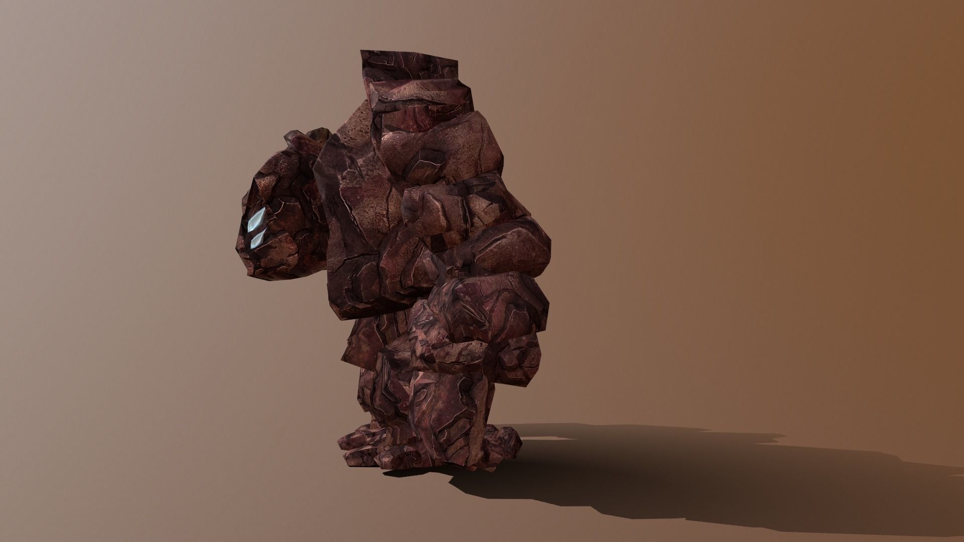 3D Rocky 3D Game Character RIGGED model Golem Low-poly 3D model_7