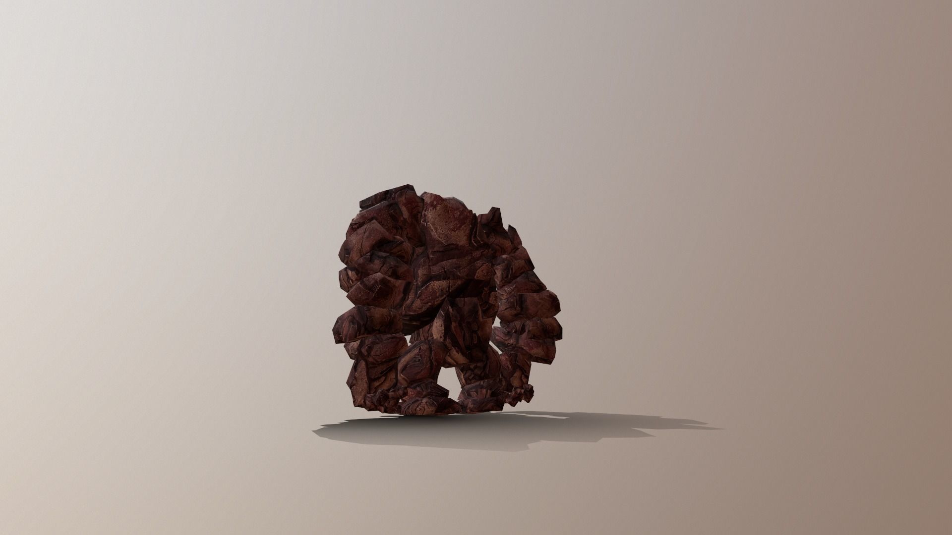 3D Rocky 3D Game Character RIGGED model Golem Low-poly 3D model_5