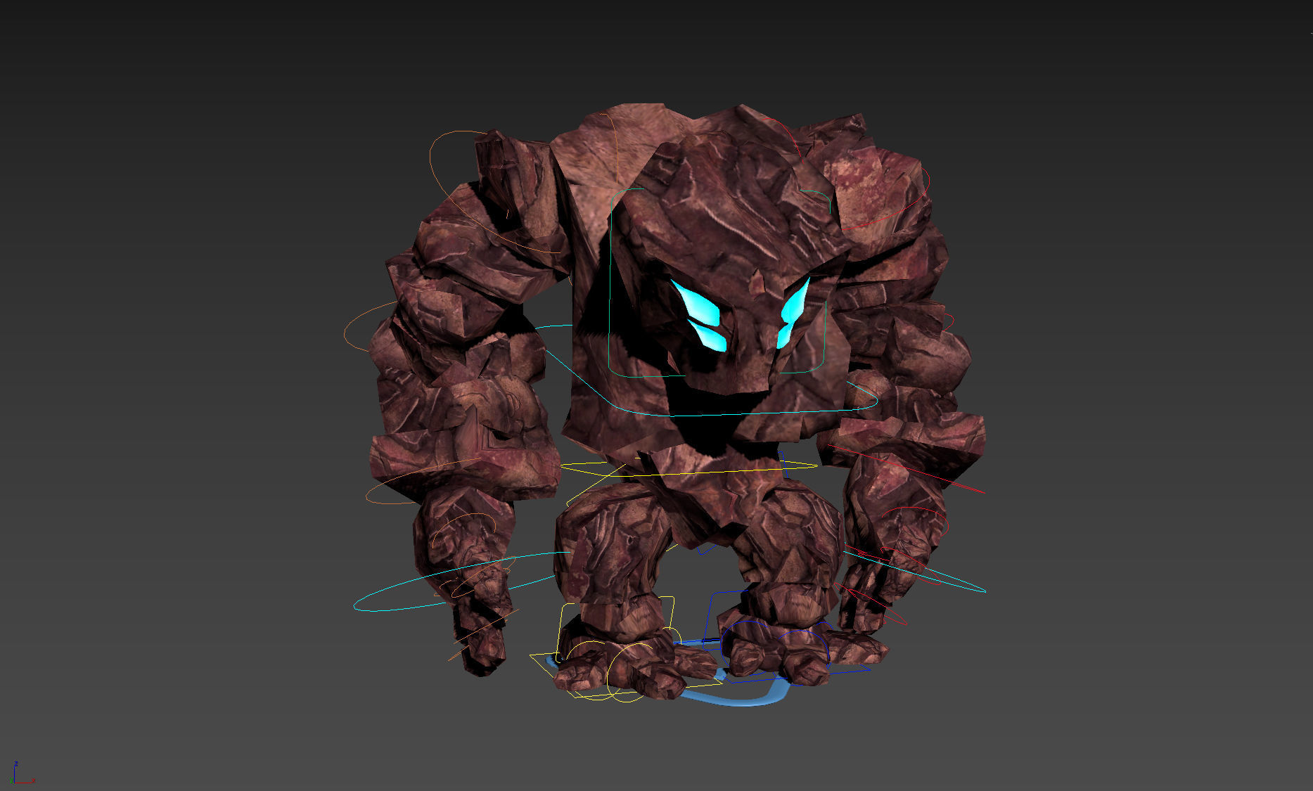 3D Rocky 3D Game Character RIGGED model Golem Low-poly 3D model_14