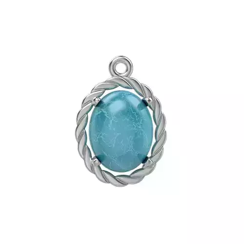 Women pendant with cabochon 3dm stl vintage